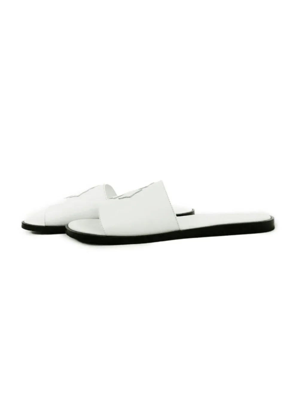 Chrome Hearts Plus Patch Sandals White Black Leather